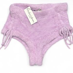 For Love & Lemons Fuzzy High-Waist Knit bootie short